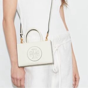 NWT Tory Burch White Mini Tote with Logo Medallion